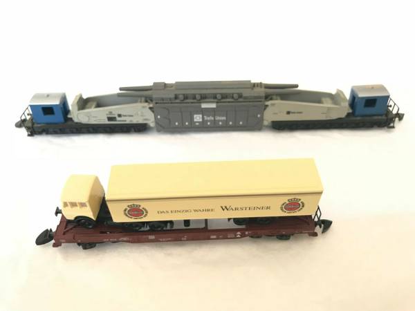 Märklin Spur Z 2 Waggon  Transformator Waggon und Flachwagen mit Warsteiner LKW