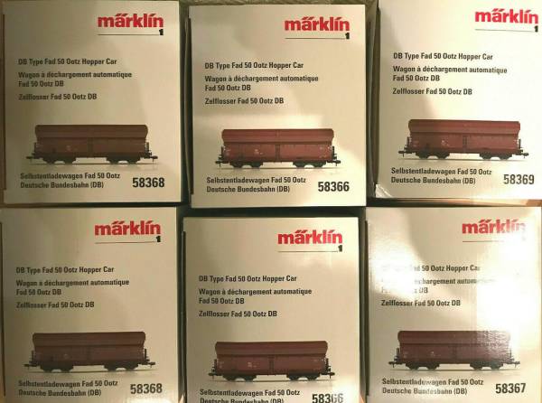 6 Märklin Spur 1 Selbstentladewagen Fad 50 Ootz 58366 58367 58368 58369 Waggon