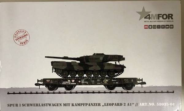 Märklin 58035-02 Spur 1 Schwerlastwagen mit Panzer Leopard Metall Güterwagen OVP