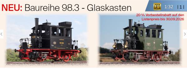 KM1 Spur 1 Baureihe 98.3 1:32 Dampflok 2. Serie verschiedene Varianten zur Auswahl