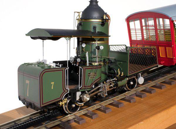 Preview: Kiss Spur 1 Dampflok Rigi 7 Dampf-Zahnradzug mit Lok H 1/2 Nr. 7 und Vorstellwagen Nr. 2