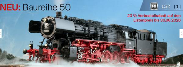 Preview: KM1 Spur 1 Baureihe 50 1:32 Dampflok 2. Serie verschiedene Varianten zur Auswahl NEM Räder Vorbestellpreis bis 30.06.2026
