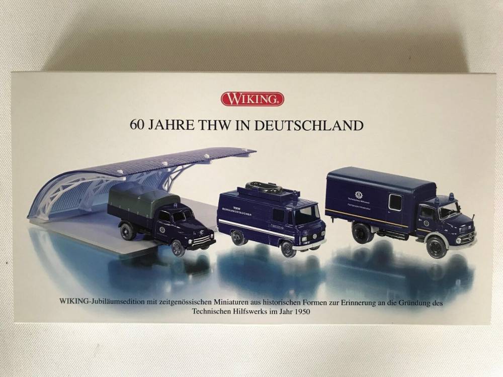 Wiking 09906858 60 Jahre THW in Deutschland LKW Parkhalle neu 1