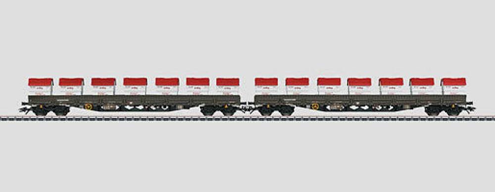 Märklin H0 47029 Niederbordwagen mit Rungen Bauart Rens Güterwagen neu OVP