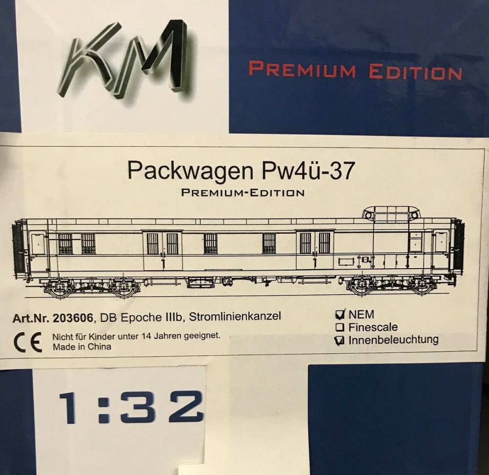 KM1 203606 Packwagen Spur 1 Einheits-Gepäckwagen: Pw4ü 36/Pw4ü 37 wie neu  2