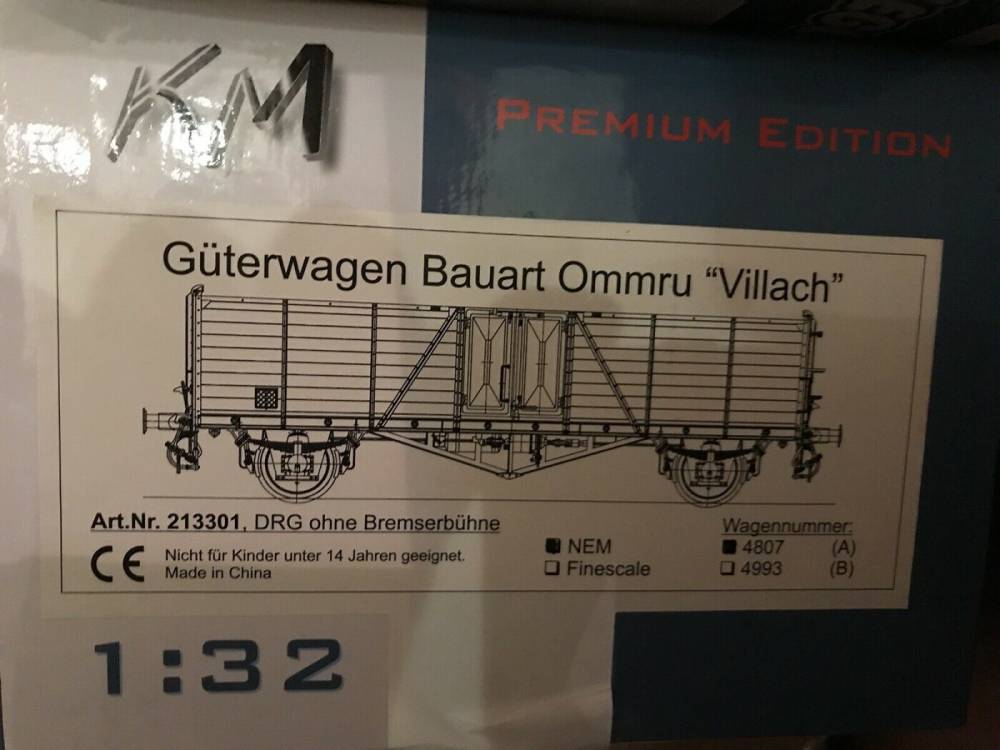 KM1 Spur 1 Güterwagen Bauart Ommru Villach 213301 DRG Metall OVP wie neu 1