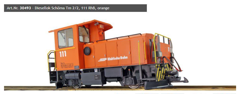 ESU Spur G für LGB 30493 - Diesellok Schöma Tm 2/2, 114 RhB, orange Originalverpackung